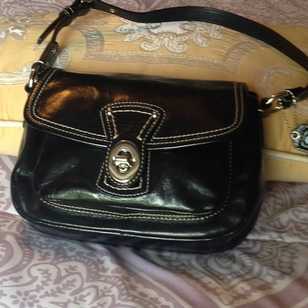 COACH -small black patent leather purse.